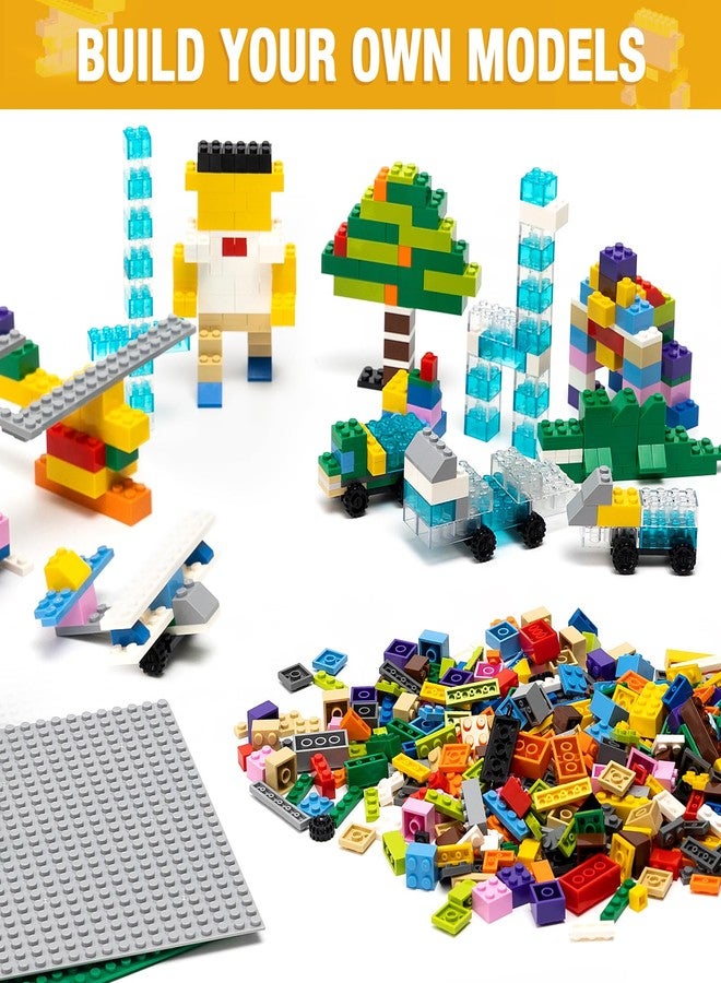 MANNIDOO 1600 Pieces Building Bricks, Building Bulk Block with 2 Packs 24x24 Studs Sticky Plate and 46PCS Wheel Accessory - Compatible with All Major Bricks, Gfits for Kid - 18 Shape/16 Colo - Image 4